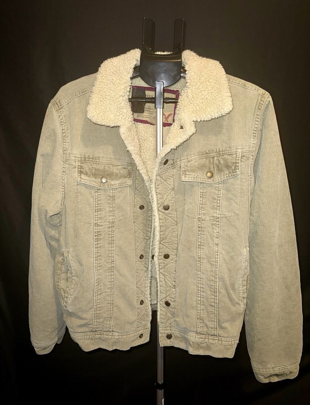 American Eagle Men’s LG Corduroy Sherpa Jacket - GREAT CONDITION - Beige